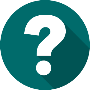 A icon with a white question mark on a dark green circle.