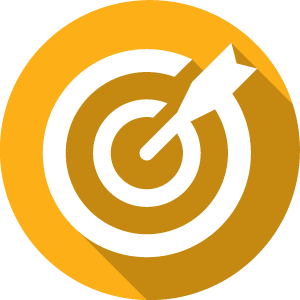 An illustration of an arrow striking a bullseye with a yellow background