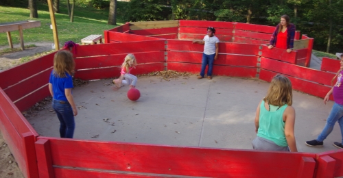 Campers play gaga during Fall Round Up