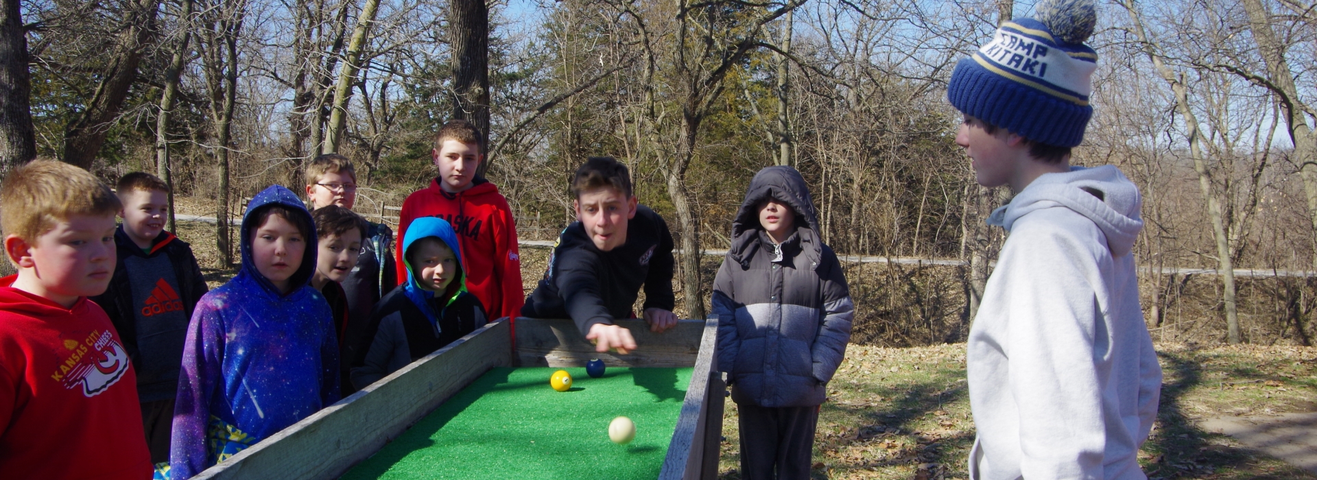 Campers learn the game carpet ball