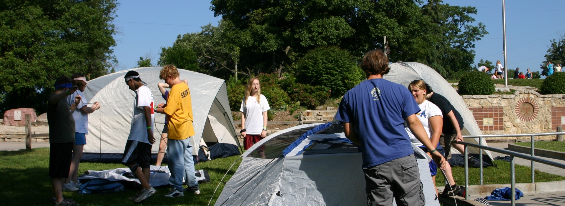 Niobrara campers practice setting up tents