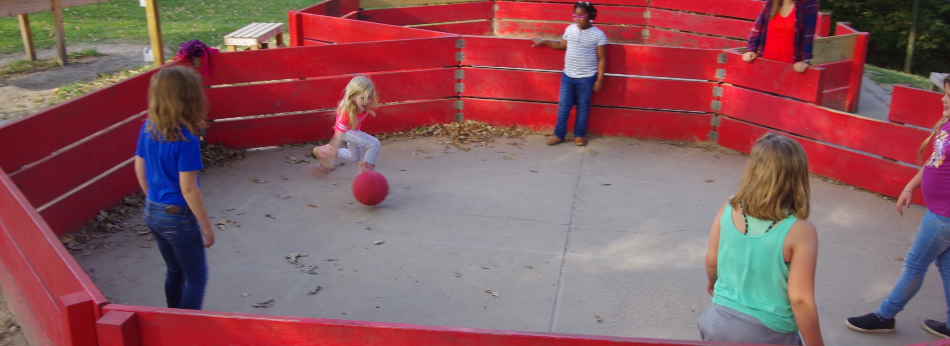 Campers play gaga during Fall Round Up